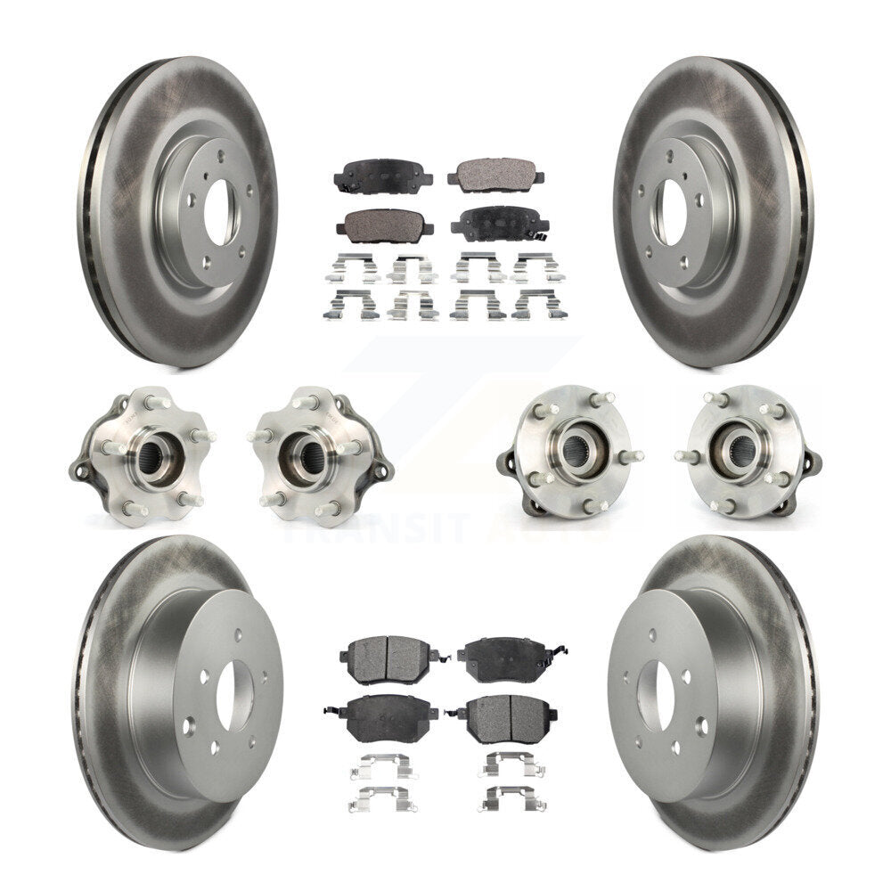 Hub Bearing Coated Brake Rotor & Pad Front Rear Kit (10Pc) For Nissan Murano AWD