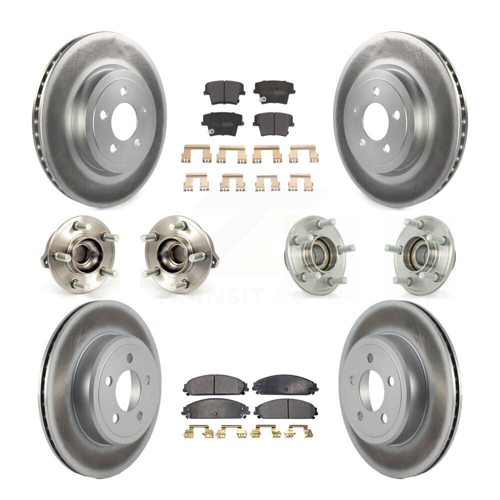 Hub Bearing Coated Brake Rotor Pads Front Rear Kit (10Pc) For Chrysler 300 Dodge
