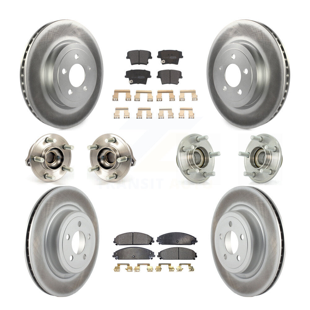 Hub Bearing Coated Disc Brake Rotor Pads Front Rear Kit (10Pc) For Dodge Charger