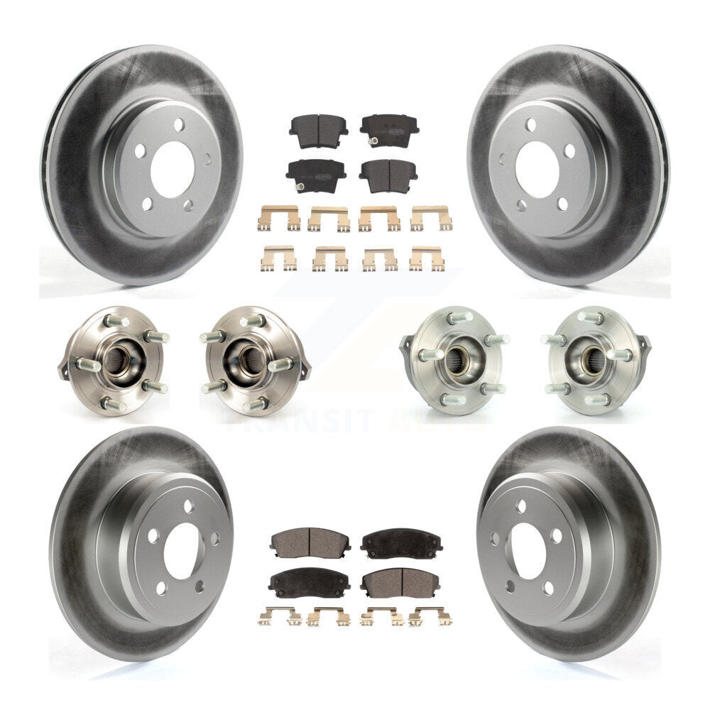Hub Bearing Coated Brake Rotor & Pad Front Rear Kit (10Pc) For Dodge Charger 300