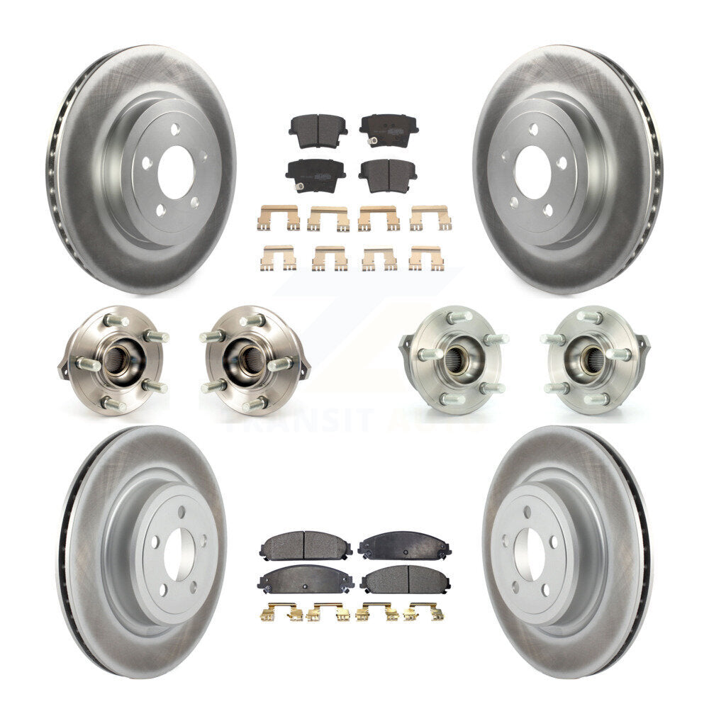 Hub Bearing Coated Disc Brake Rotor Pads Front Rear Kit (10Pc) For Dodge Charger