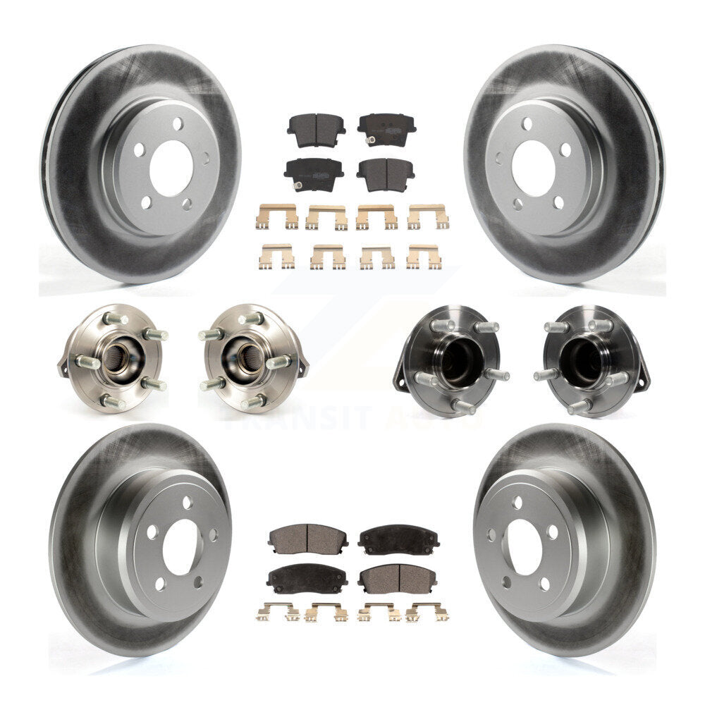 Hub Bearing Coated Brake Rotor Pads Front Rear Kit (10Pc) For Chrysler 300 Dodge