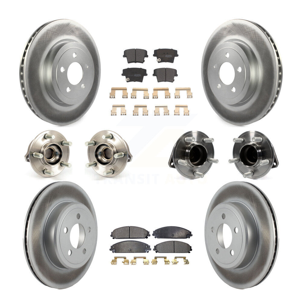 Hub Bearing Coated Brake Rotor Pads Front Rear Kit (10Pc) For Chrysler 300 Dodge