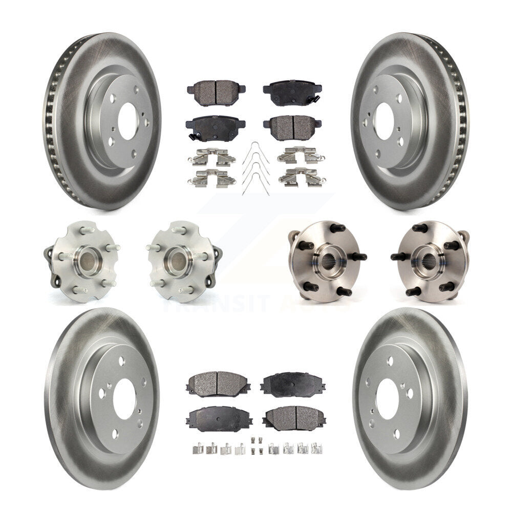 Hub Bearing Coated Brake Rotor & Pad Front Rear Kit (10Pc) For Toyota Corolla iM