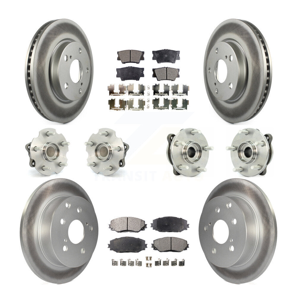 Hub Bearing Coated Disc Brake Rotor & Pads Front Rear Kit (10Pc) For Toyota RAV4