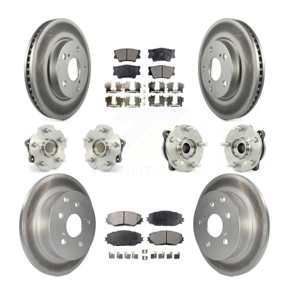 Hub Bearing Coated Disc Brake Rotor & Pads Front Rear Kit (10Pc) For Toyota RAV4