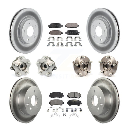 Hub Bearing Coated Brake Rotor & Pads Front Rear Kit (10Pc) For Nissan Rogue AWD