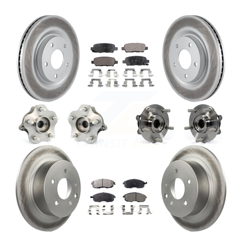 Hub Bearing Coated Disc Brake Rotor & Pads Front Rear Kit (10Pc) For Nissan Juke