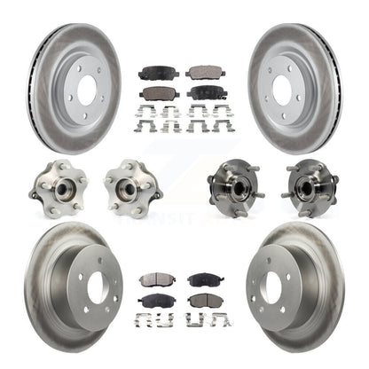 Hub Bearing Coated Disc Brake Rotor & Pads Front Rear Kit (10Pc) For Nissan Juke