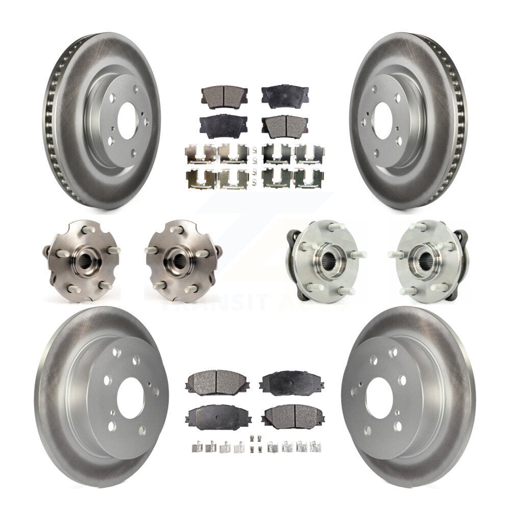 Hub Bearing Coated Disc Brake Rotor & Pads Front Rear Kit (10Pc) For Toyota RAV4