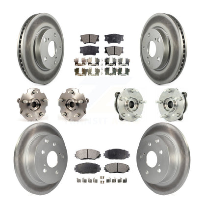 Hub Bearing Coated Disc Brake Rotor & Pads Front Rear Kit (10Pc) For Toyota RAV4