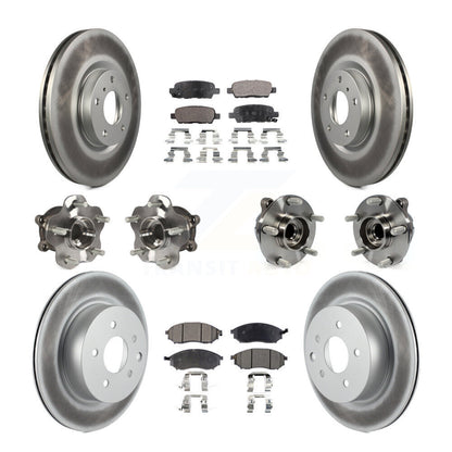 Hub Bearing Coated Brake Rotor Pads Front Rear Kit (10Pc) For INFINITI EX35 QX50