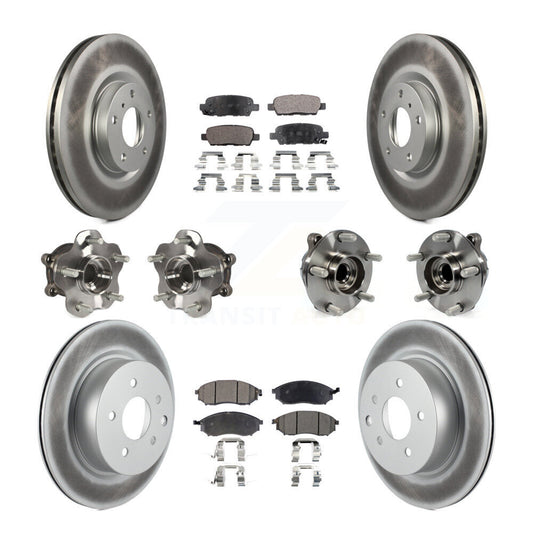 Hub Bearing Coated Brake Rotor Pads Front Rear Kit (10Pc) For INFINITI EX35 QX50