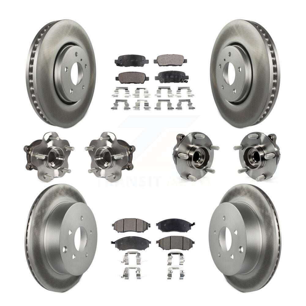 Hub Bearing Coated Brake Rotor Pads Front Rear Kit (10Pc) For INFINITI FX35 FX37