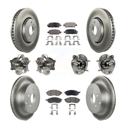 Hub Bearing Coated Brake Rotor Pads Front Rear Kit (10Pc) For INFINITI FX35 FX37