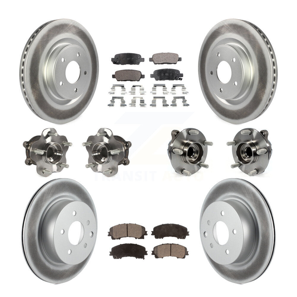 Hub Bearing Coated Brake Rotor & Pad Front Rear Kit (10Pc) For INFINITI QX50 RWD