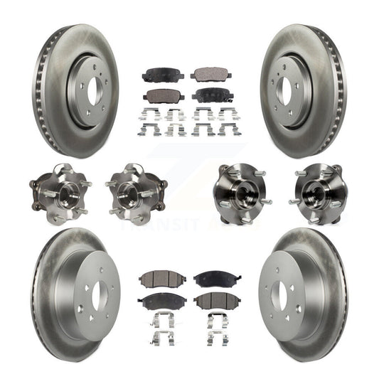 Hub Bearing Coated Brake Rotor Pads Front Rear Kit (10Pc) For INFINITI FX35 FX37