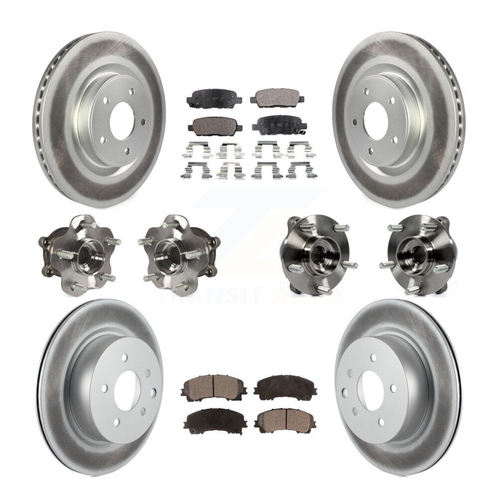 Hub Bearing Coated Brake Rotor & Pad Front Rear Kit (10Pc) For INFINITI QX50 AWD
