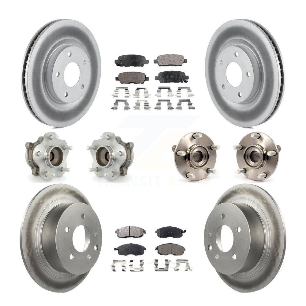Hub Bearing Coated Disc Brake Rotor Pads Front Rear Kit (10Pc) For Nissan Sentra