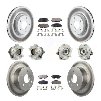 Hub Bearing Coated Disc Brake Rotor Pads Front Rear Kit (10Pc) For Nissan Altima