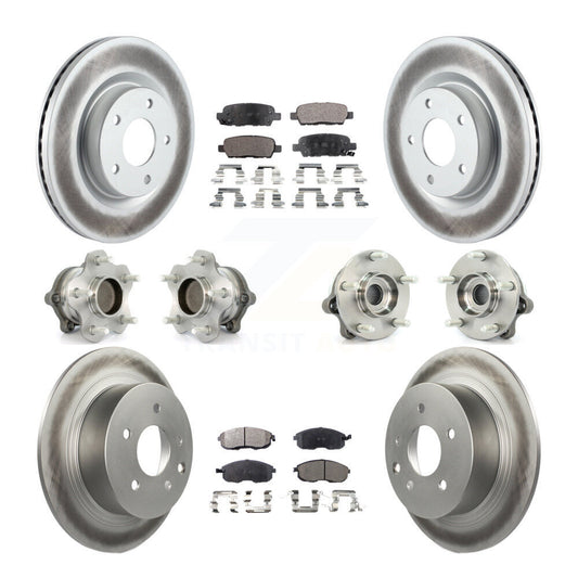 Hub Bearing Coated Disc Brake Rotor Pads Front Rear Kit (10Pc) For Nissan Altima