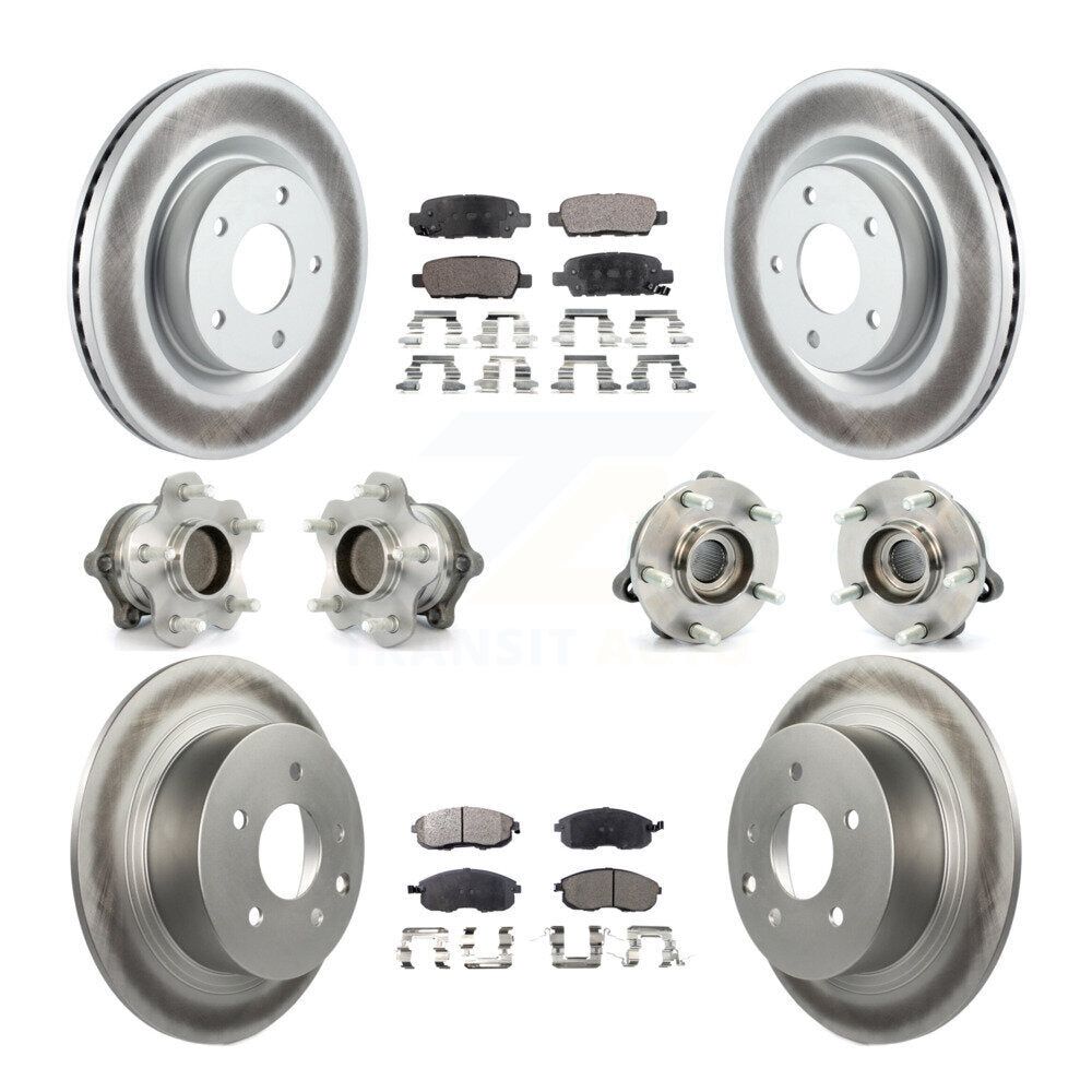Hub Bearing Coated Disc Brake Rotor Pads Front Rear Kit (10Pc) For Nissan Altima