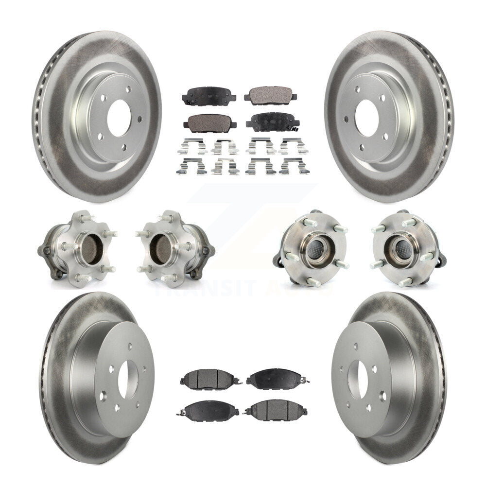 Hub Bearing Coat Brake Rotor Pad Front Rear Kit (10Pc) For Nissan Pathfinder FWD