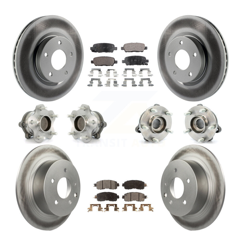 Hub Bearing Coated Disc Brake Rotor Pads Front Rear Kit (10Pc) For Nissan Altima