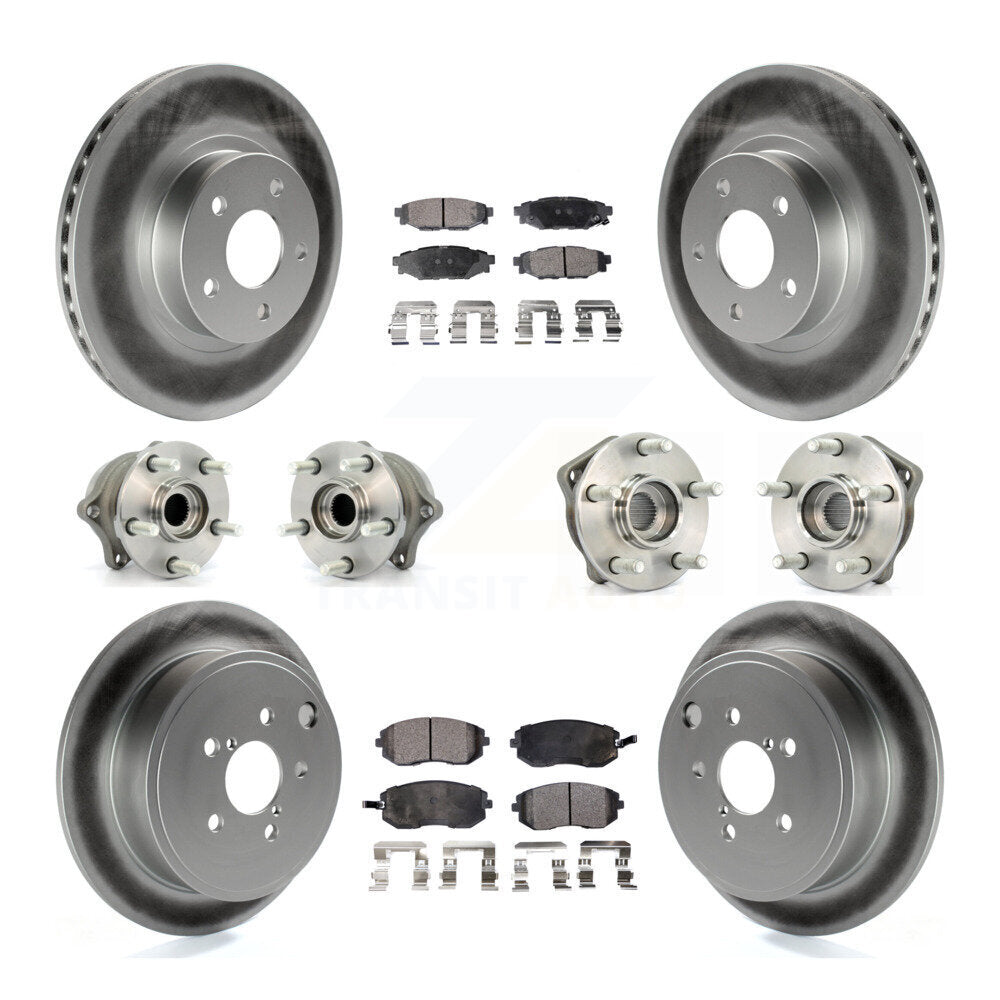 Hub Bearing Coated Disc Brake Rotor Pad Front Rear Kit (10Pc) For Subaru Impreza