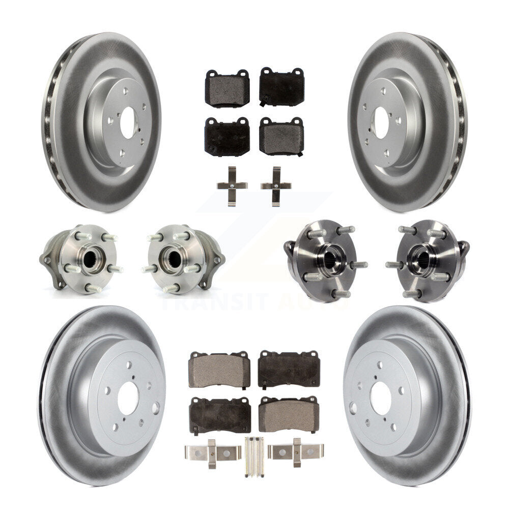 Hub Bearing Coated Brake Rotor Pads Front Rear Kit (10Pc) For Subaru Impreza WRX