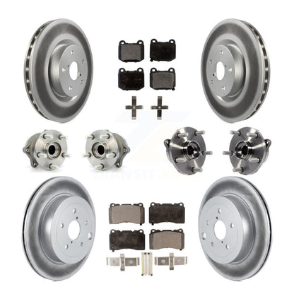 Hub Bearing Coated Brake Rotor Pads Front Rear Kit (10Pc) For Subaru Impreza WRX