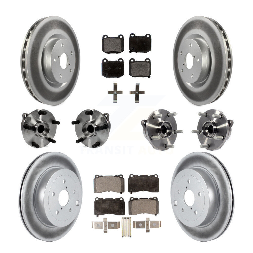 Hub Bearing Coated Brake Rotor Pads Front Rear Kit (10Pc) For Subaru Impreza WRX
