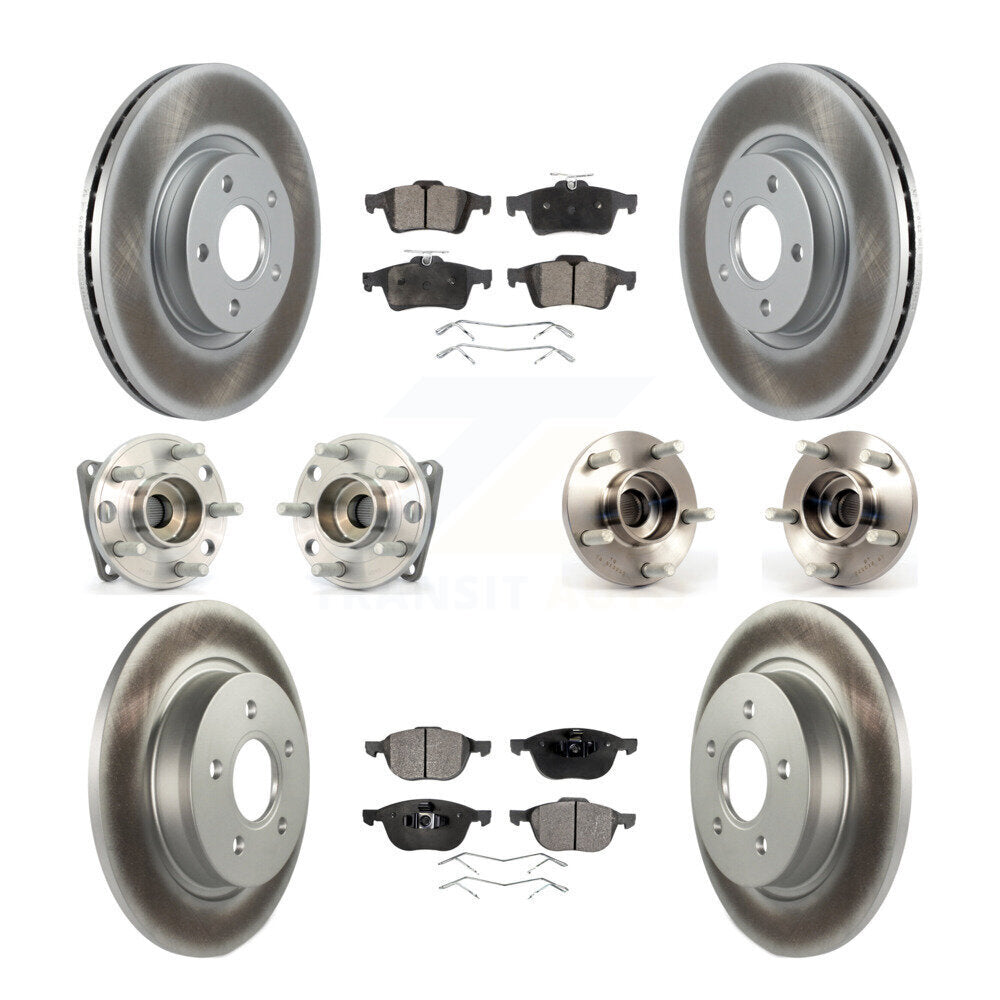 Hub Bearing Coated Brake Rotor & Pad Front Rear Kit (10Pc) For Volvo S40 V50 AWD