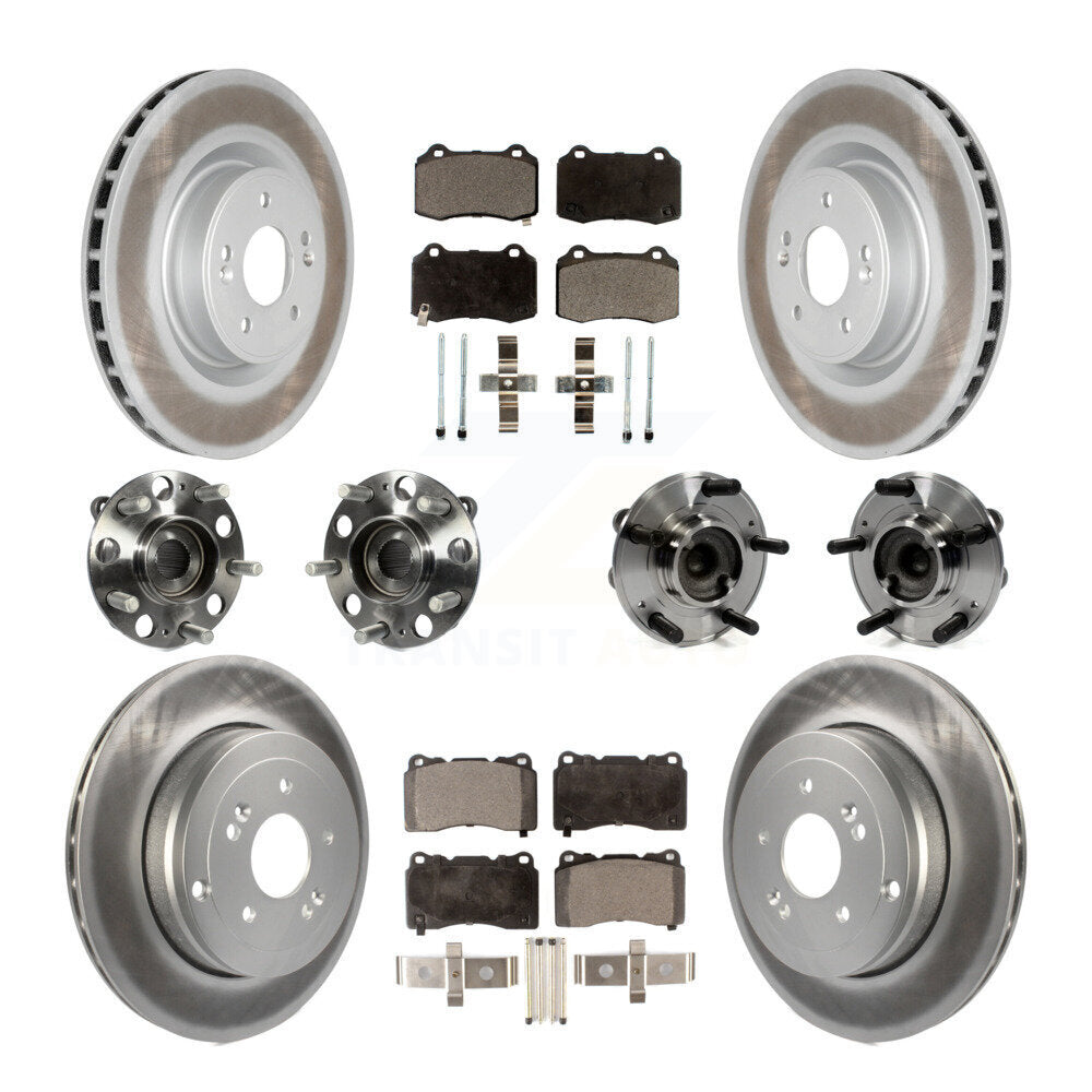 Hub Bearing Coat Brake Rotor Pad Front Rear Kit (10Pc) For Hyundai Genesis Coupe