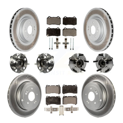 Hub Bearing Coat Brake Rotor Pad Front Rear Kit (10Pc) For Hyundai Genesis Coupe