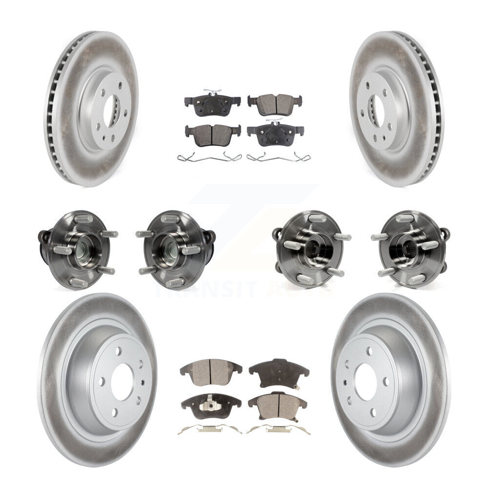 Hub Bearing Coated Brake Rotor Pad Front Rear Kit (10Pc) For Ford Fusion Lincoln