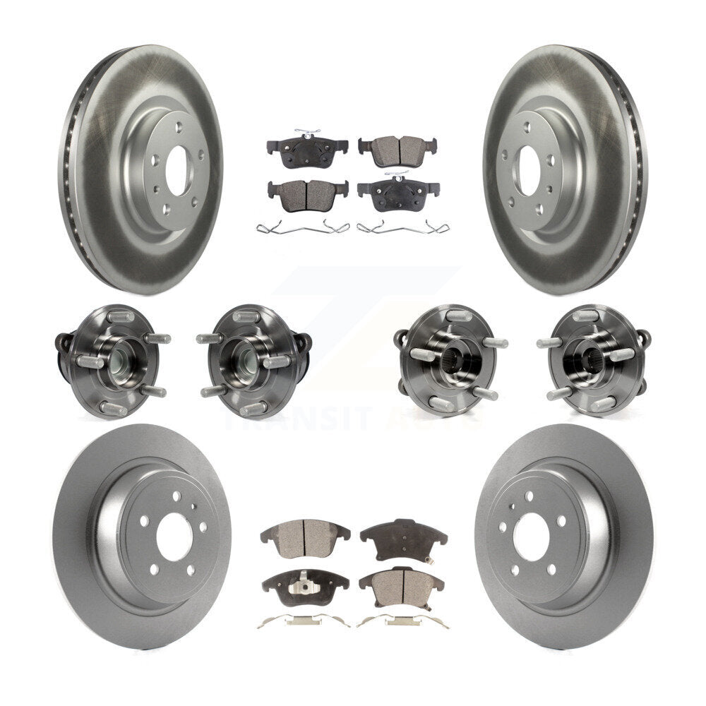 Hub Bearing Coated Brake Rotor Pad Front Rear Kit (10Pc) For Ford Fusion Lincoln