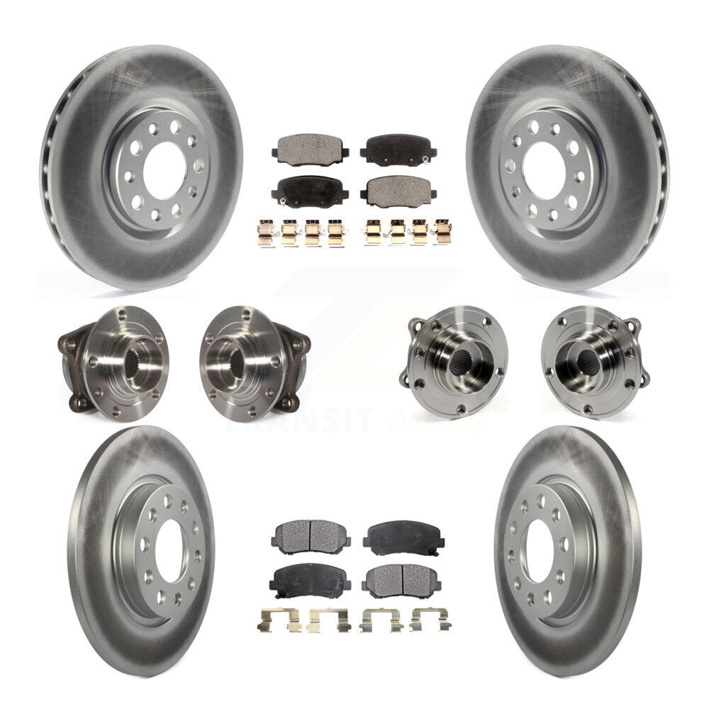 Hub Bearing Coated Brake Rotor & Pads Front Rear Kit (10Pc) For Chrysler 200 AWD