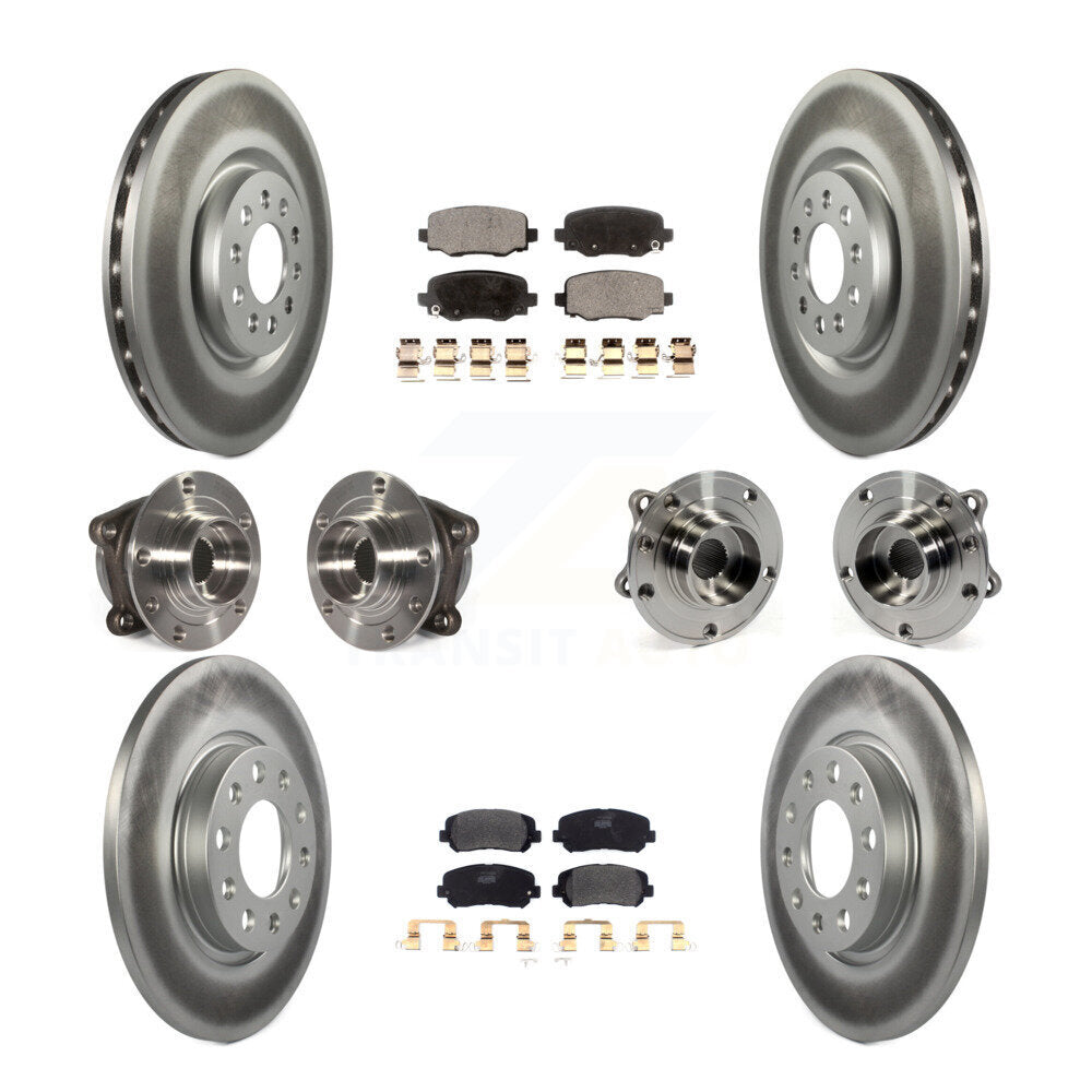 Hub Bearing Coated Brake Rotor & Pads Front Rear Kit (10Pc) For Chrysler 200 AWD