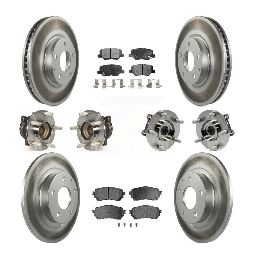 Hub Bearings Coated Disc Brake Rotors And Pads Front Rear Kit (10Pc) For Mazda 6