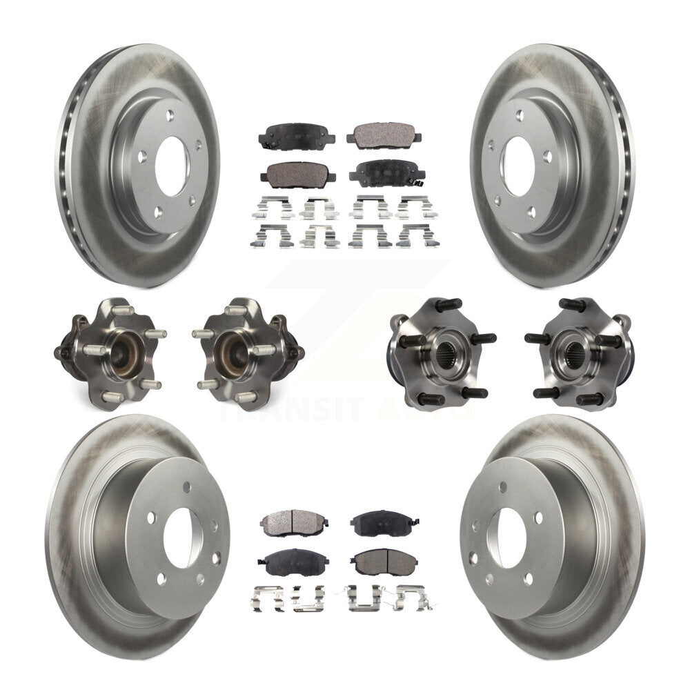Hub Bearing Coated Disc Brake Rotor Pads Front Rear Kit (10Pc) For Nissan Sentra