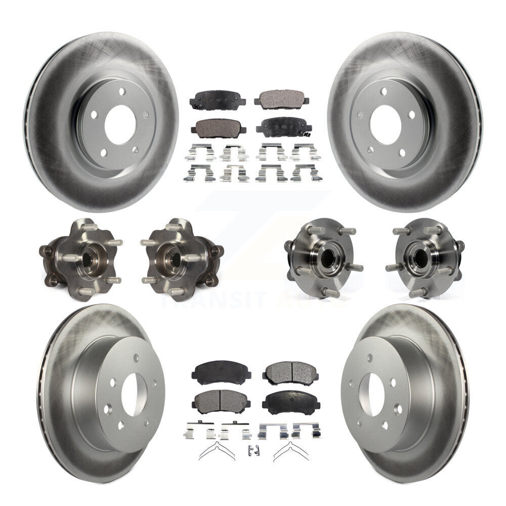 Hub Bearing Coated Disc Brake Rotor & Pads Front Rear Kit (10Pc) For Nissan Juke
