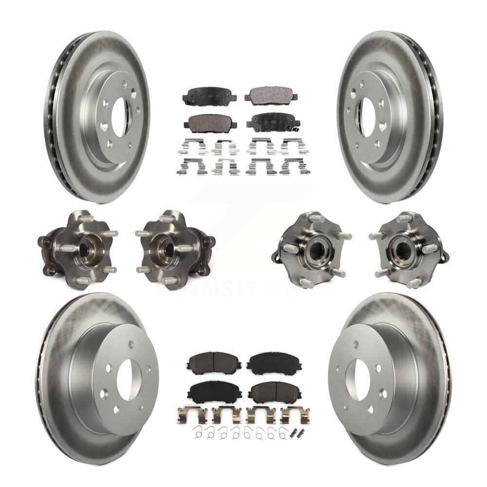 Hub Bearing Coated Brake Rotor Pads Front Rear Kit (10Pc) For Nissan Rogue Sport