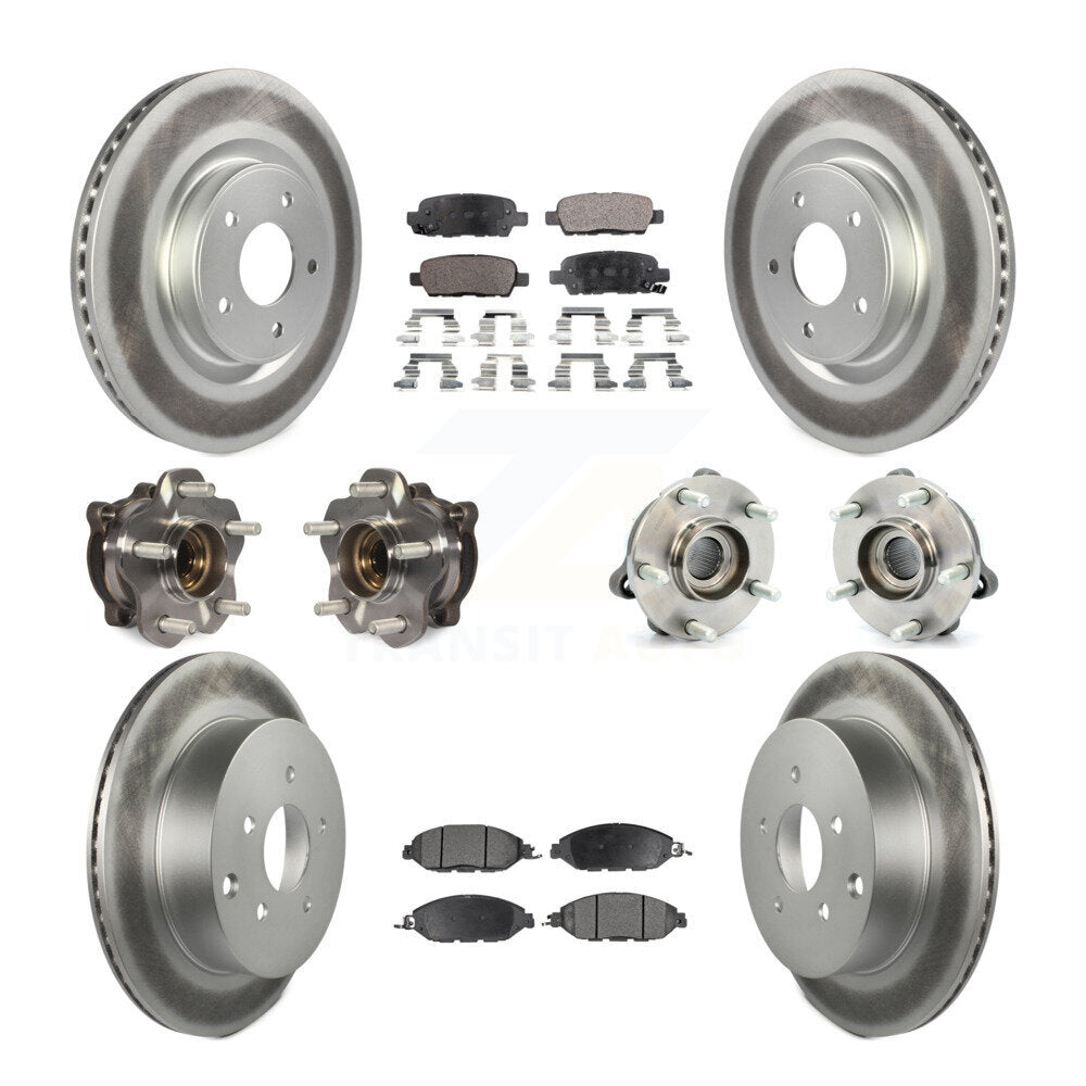 Hub Bearing Coated Brake Rotor & Pad Front Rear Kit (10Pc) For Nissan Pathfinder
