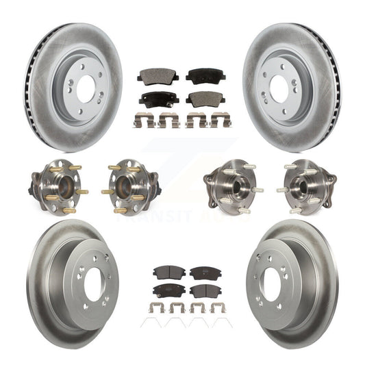 Hub Bearing Coated Disc Brake Rotor & Pad Front Rear Kit (10Pc) For Kia Sportage