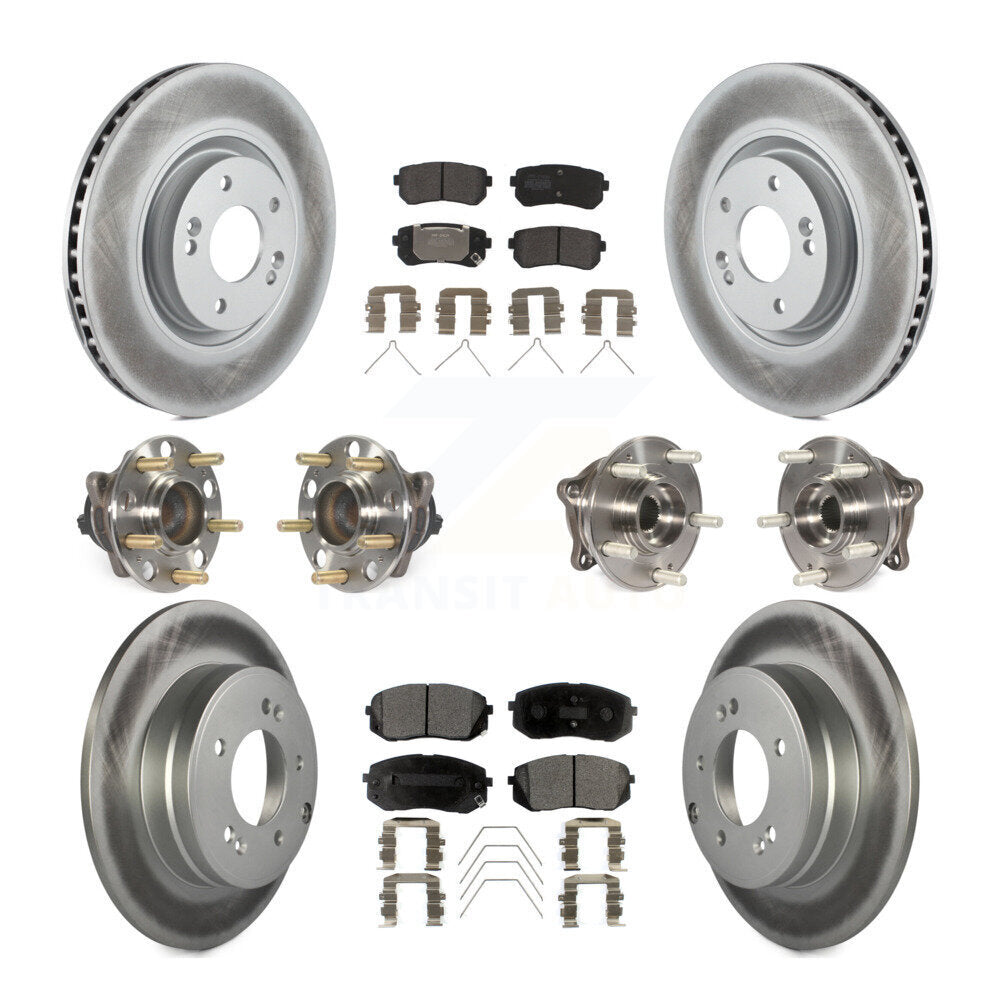Hub Bearing Coated Disc Brake Rotor And Pad Front Rear Kit (10Pc) For Kia Optima