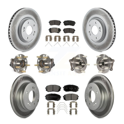 Hub Bearing Coated Disc Brake Rotor And Pad Front Rear Kit (10Pc) For Kia Optima