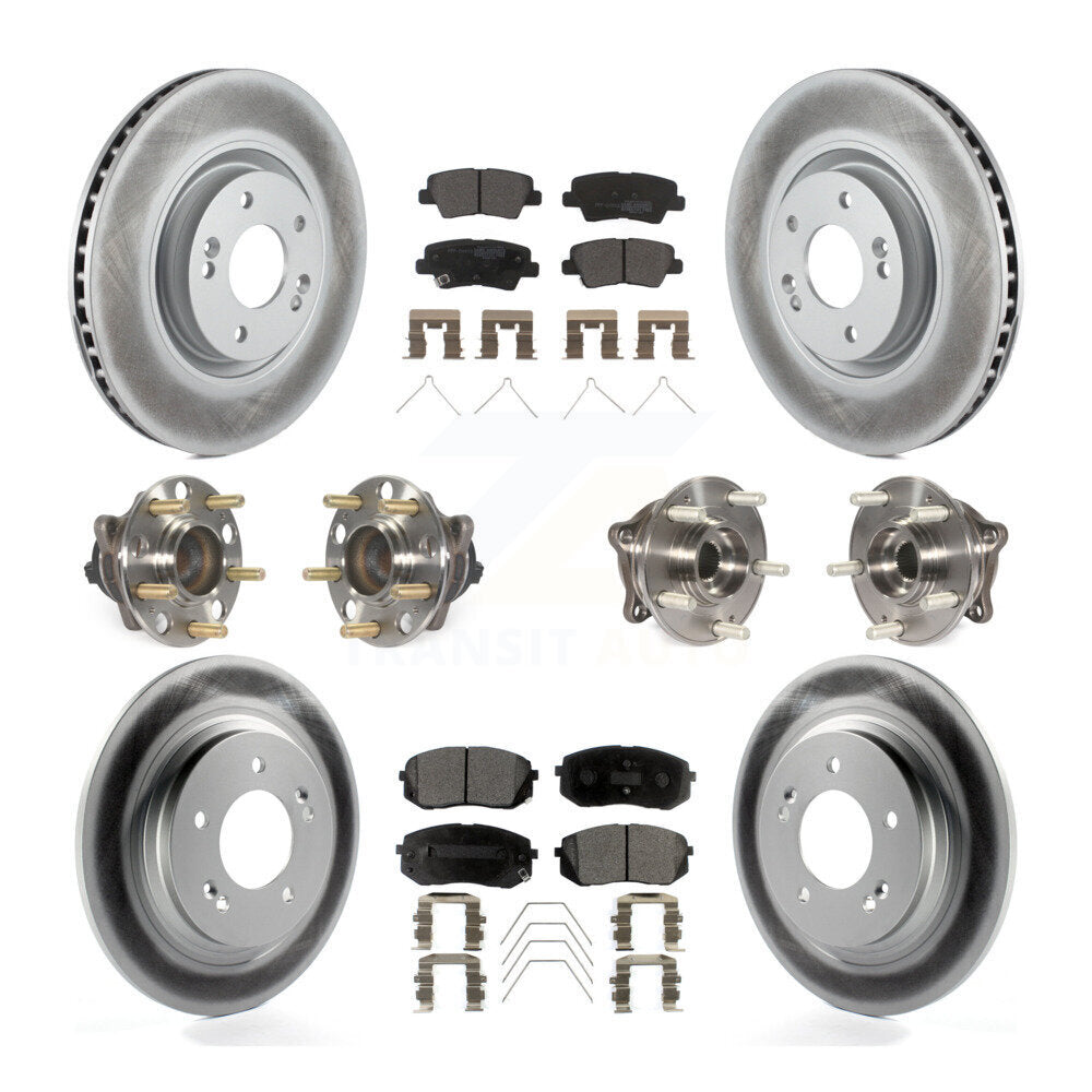 Hub Bearing Coated Disc Brake Rotor And Pad Front Rear Kit (10Pc) For Kia Optima
