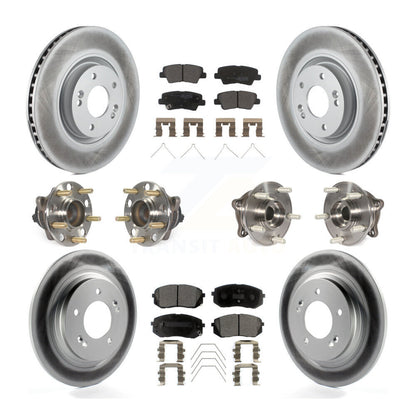 Hub Bearing Coated Disc Brake Rotor And Pad Front Rear Kit (10Pc) For Kia Optima