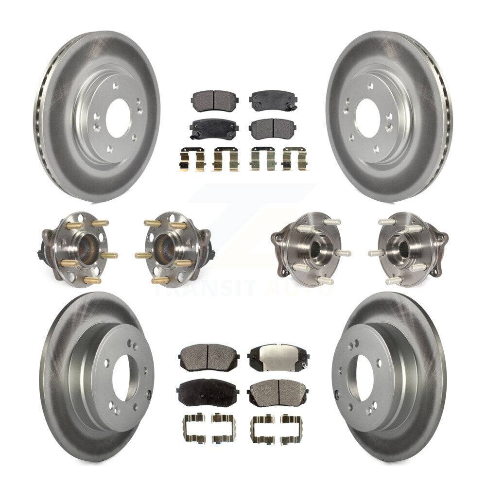 Hub Bearing Coated Disc Brake Rotor Pad Front Rear Kit (10Pc) For Hyundai Sonata